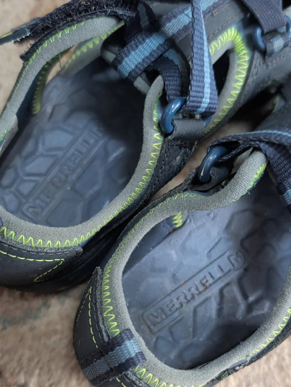 Merrell Kids Navy and Lime Hydro Closed-Toe Water Sandals